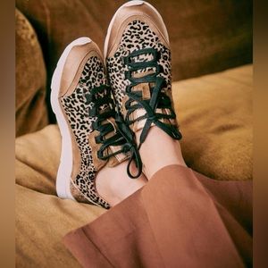Sezane Leopard Print Sneakers - Black and Tan
